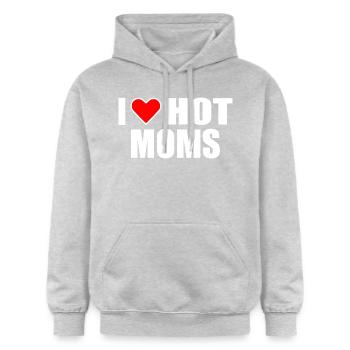 I love hot moms - Gildan Unisex Softstyle® Midweight Hoodie - light heather grey - Front - Liana (172cm) & Jaron (178cm)