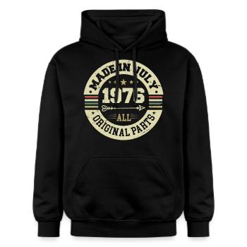July 1976 Birthday Gift 1976 I Made in July - Gildan Unisex Softstyle® Midweight Hoodie - black - Front - Marisol (170cm) & Nik (191cm)