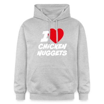 Ich liebe Chicken Nuggets - Gildan Unisex Softstyle® Midweight Hoodie - Hellgrau meliert - Vorne - Liana (172cm) & Jaron (178cm)