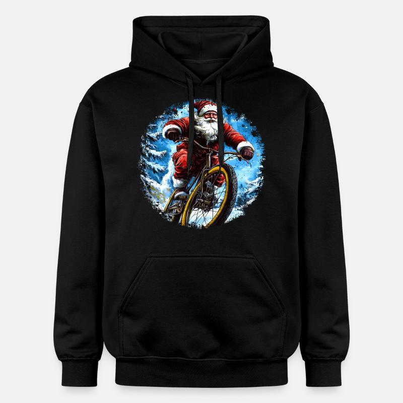 Weihnachtsmann Mountainbiker - Gildan Unisex Softstyle® Midweight Hoodie - Schwarz
