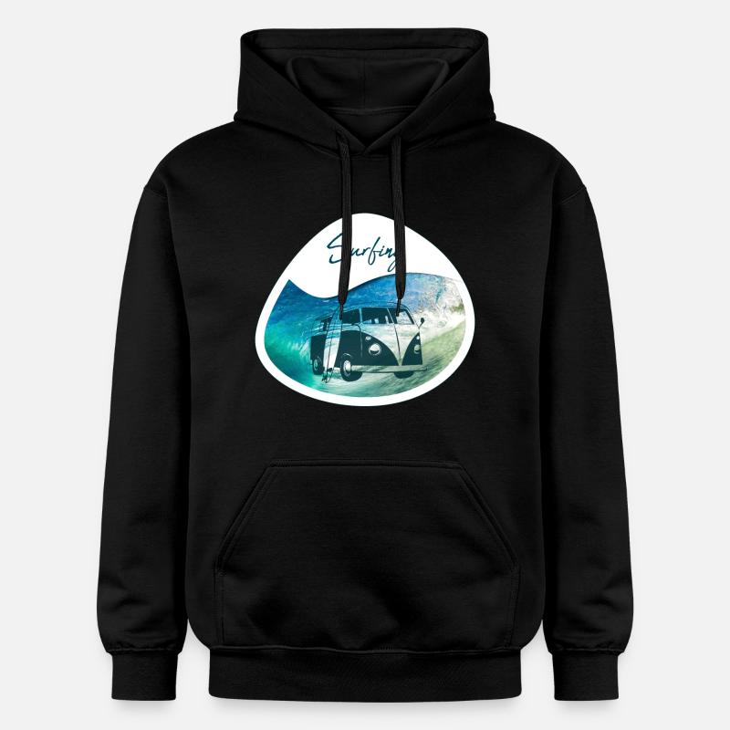Bus de surf - design - Sweat à capuche Softstyle® Gildan Unisexe - noir