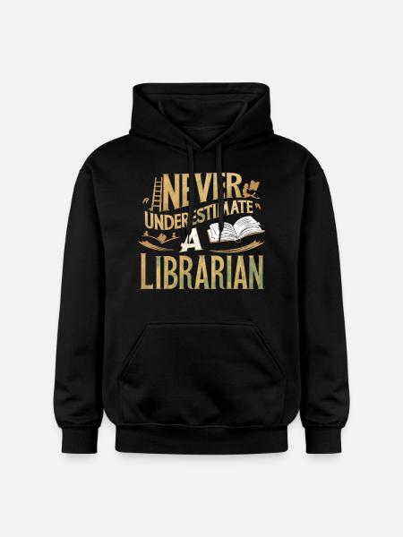 Never Underestimate a Librarian - Gildan Unisex Softstyle® Midweight Hoodie - black