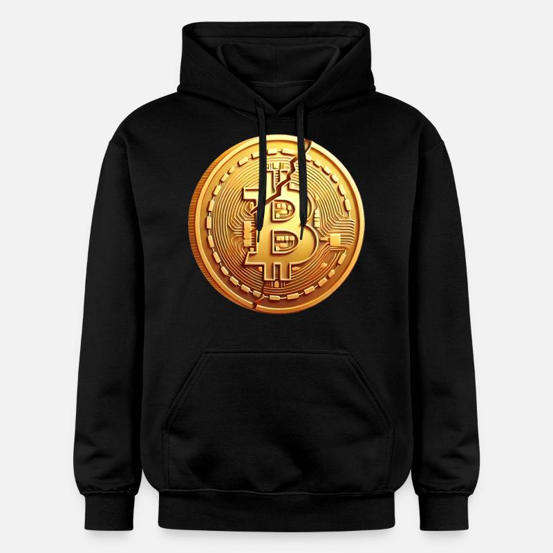 Conception de pièce Bitcoin fissurée - Sweat à capuche Softstyle® Gildan Unisexe - noir