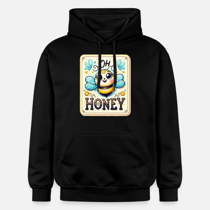 Oh miel - Illustration d’abeilles - Sweat à capuche Softstyle® Gildan Unisexe - noir