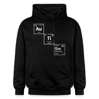 Autismus Periodensystem Geschenke - Gildan Unisex Softstyle® Midweight Hoodie - Schwarz - Vorne - Marisol (170cm) & Nik (191cm)