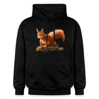 Kleines Eichhörnchen - Gildan Unisex Softstyle® Midweight Hoodie - Schwarz - Vorne - Marisol (170cm) & Nik (191cm)