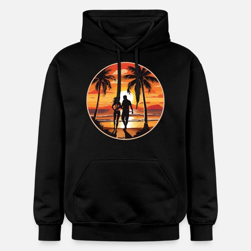 Beach Island Sea Couple - Sweat à capuche Softstyle® Gildan Unisexe - noir