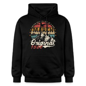 Genial seit März 1986 | Geburtstag März 1986 - Gildan Unisex Softstyle® Midweight Hoodie - Schwarz - Vorne - Marisol (170cm) & Nik (191cm)