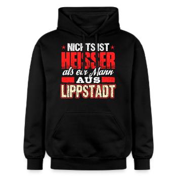 LIPPSTADT - heiss - Gildan Unisex Softstyle® Midweight Hoodie - Schwarz - Vorne - Marisol (170cm) & Nik (191cm)