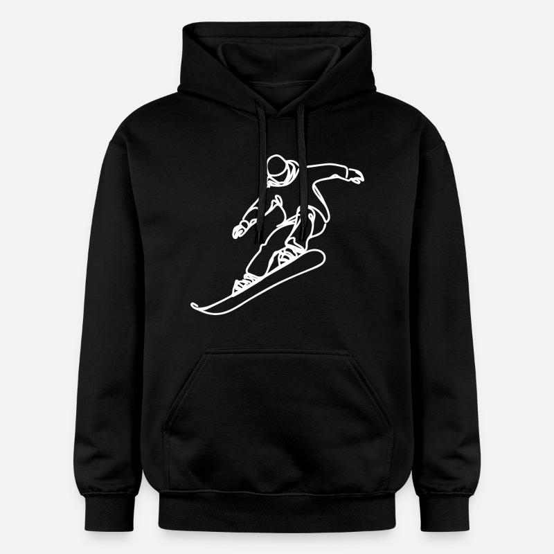 Dessin de snowboarder - Sweat à capuche Softstyle® Gildan Unisexe - noir