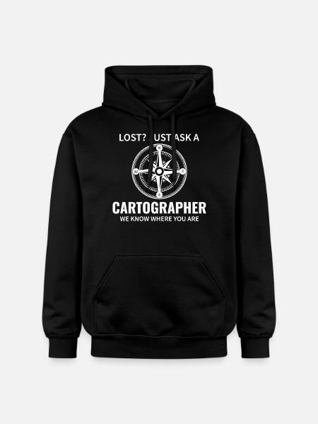 Cartographer Compass Map Navigation GIS - Gildan Unisex Softstyle® Midweight Hoodie - black