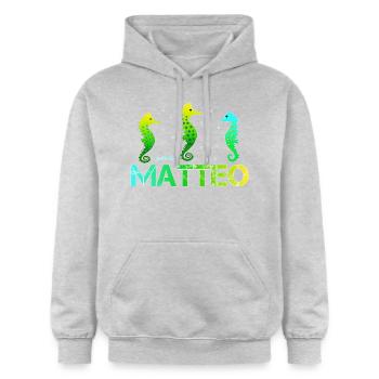 Matteo Geburtstag Matteo - Gildan Unisex Softstyle® Midweight Hoodie - Hellgrau meliert - Vorne - Liana (172cm) & Jaron (178cm)