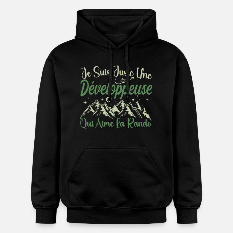 Développeuse aventurier passionnée de Randonnée - Sweat à capuche Softstyle® Gildan Unisexe - noir