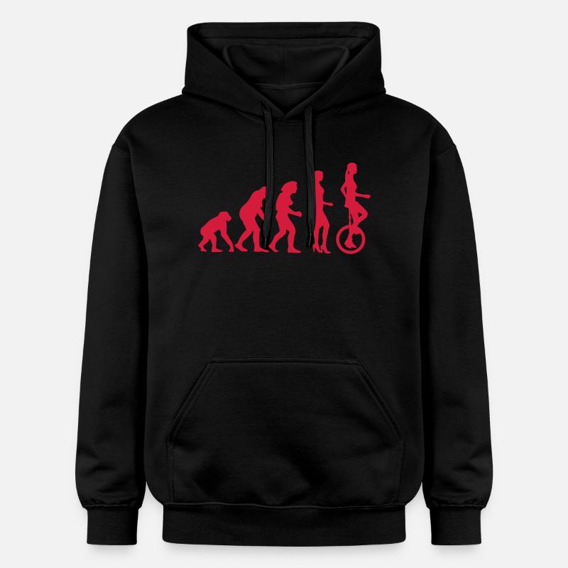 evolution_einradfahrerin_1c - Sweat à capuche Softstyle® Gildan Unisexe - noir