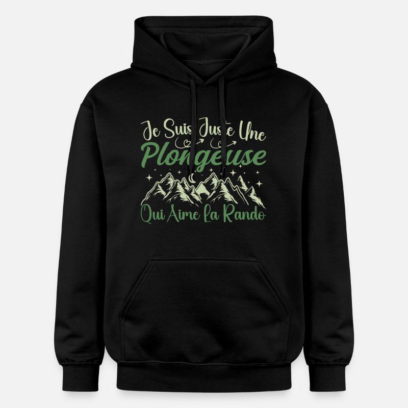 Plongeuse aventurier passionnée de Randonnée - Sweat à capuche Softstyle® Gildan Unisexe - noir