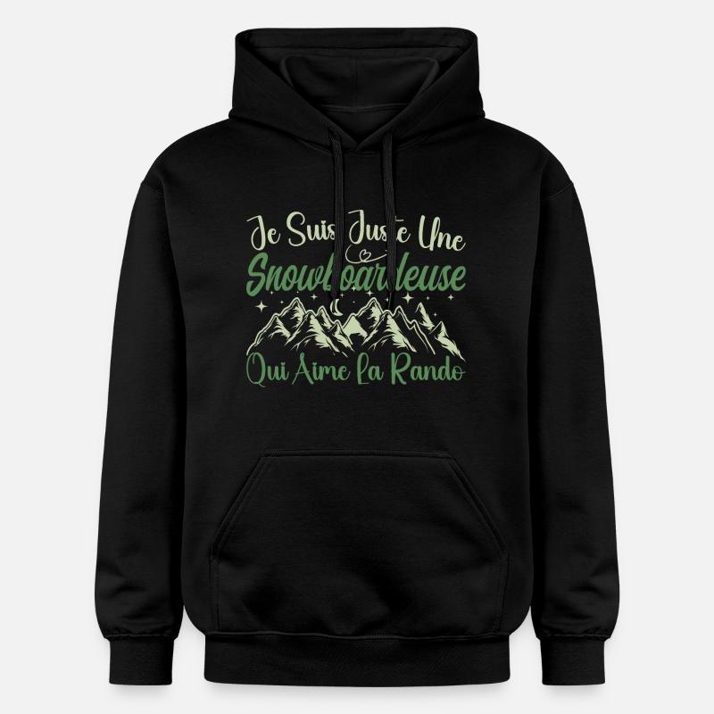 Snowboardeuse aventurier passionnée de Randonnée - Sweat à capuche Softstyle® Gildan Unisexe - noir