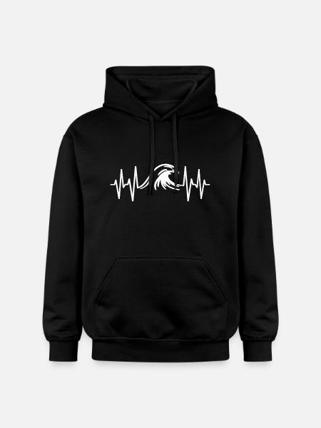Wave Sea Heartbeat - Gildan Unisex Softstyle® Midweight Hoodie - black