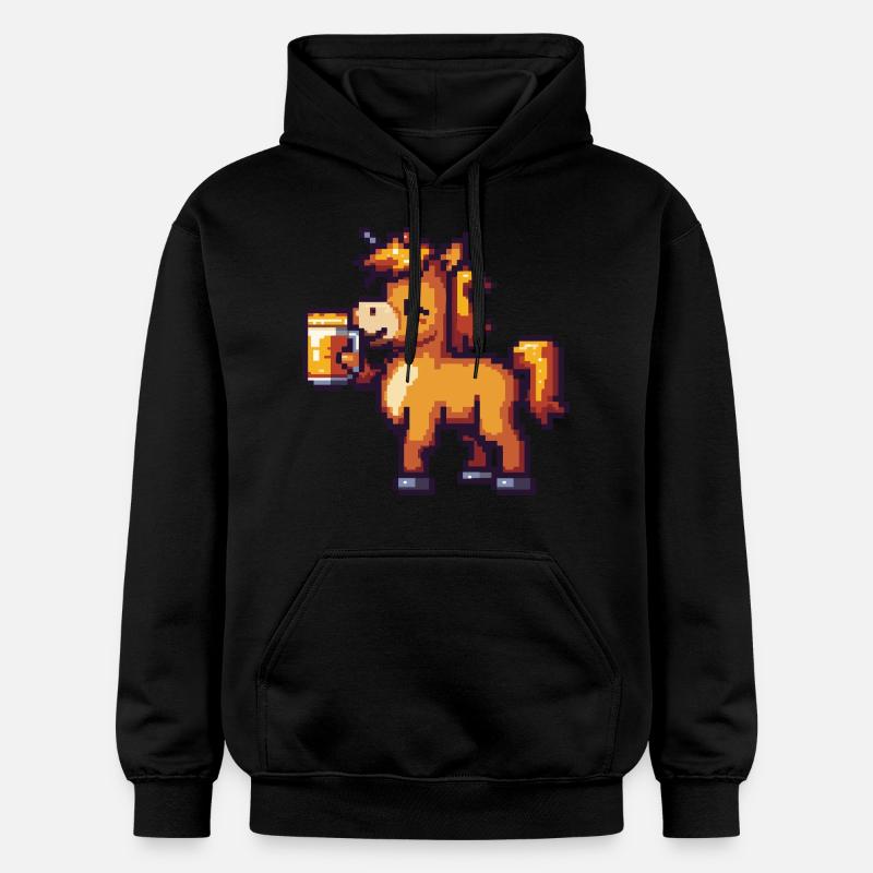 Cheval Pixel Bière - Sweat à capuche Softstyle® Gildan Unisexe - noir