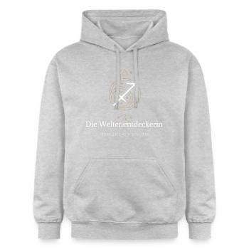 Weltenentdeckerin Sternzeichen - Gildan Unisex Softstyle® Midweight Hoodie - Hellgrau meliert - Vorne - Liana (172cm) & Jaron (178cm)