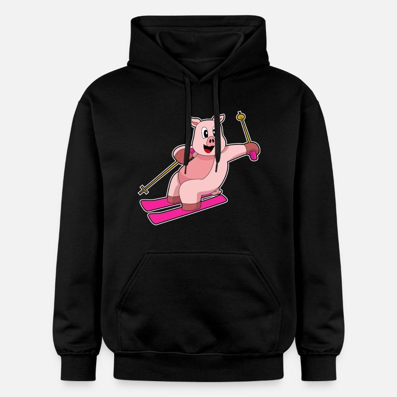 Pig Skier Ski - Sweat à capuche Softstyle® Gildan Unisexe - noir