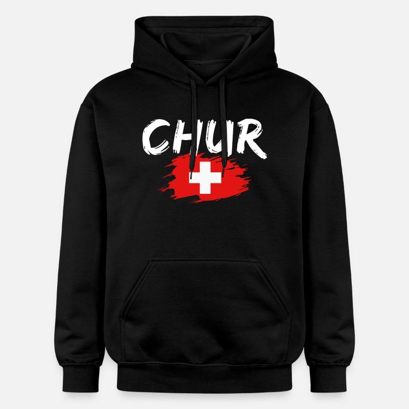Coire Suisse Drapeau - Sweat à capuche Softstyle® Gildan Unisexe - noir