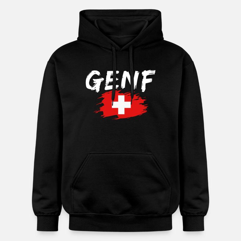Drapeau de Genève Suisse - Sweat à capuche Softstyle® Gildan Unisexe - noir