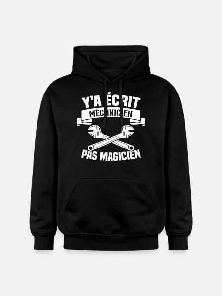 Y'a écrit mécanicien pas magicien - Sweat à capuche Softstyle® Gildan Unisexe - noir