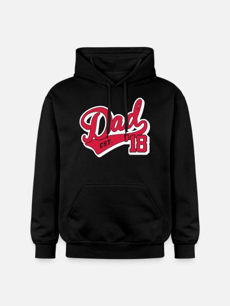 Dad est. ' 18 - Papa since 2018-pregnancy-baby - Gildan Unisex Softstyle® Midweight Hoodie - black