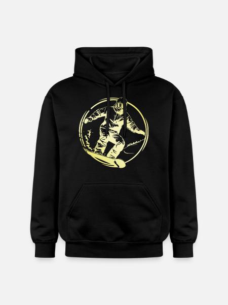 Snowboarding Man - Gildan Unisex Softstyle® Midweight Hoodie - black