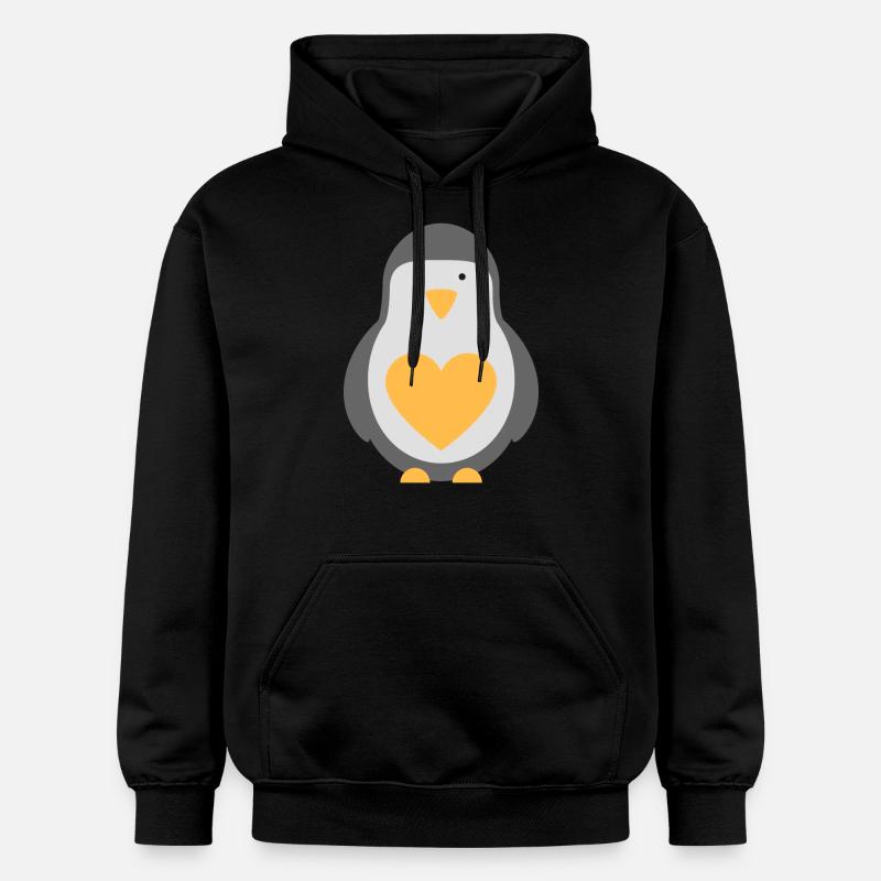 Pingouin avec un coeur - Sweat à capuche Softstyle® Gildan Unisexe - noir
