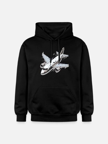 Airplane - illustration - Gildan Unisex Softstyle® Midweight Hoodie - black
