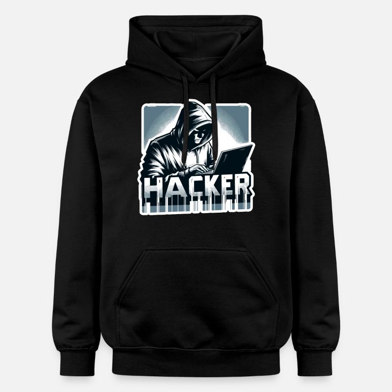 Hacker - Illustration - Sweat à capuche Softstyle® Gildan Unisexe - noir