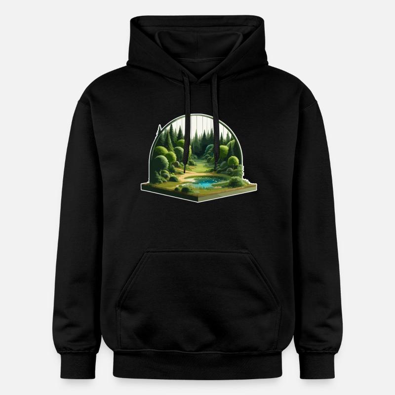 Paysage - Illustration - Sweat à capuche Softstyle® Gildan Unisexe - noir