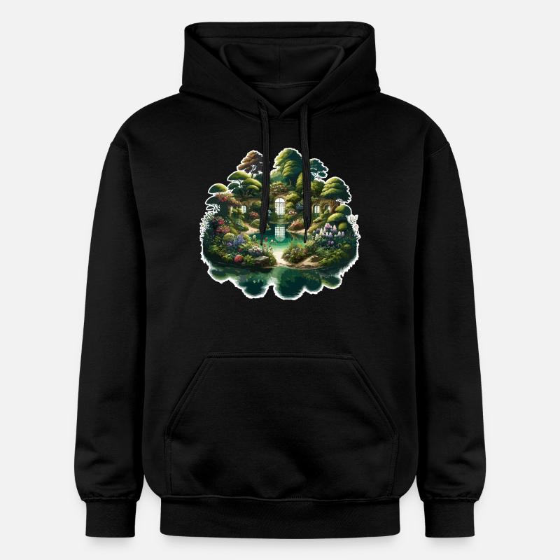 Paysage - Illustration - Sweat à capuche Softstyle® Gildan Unisexe - noir