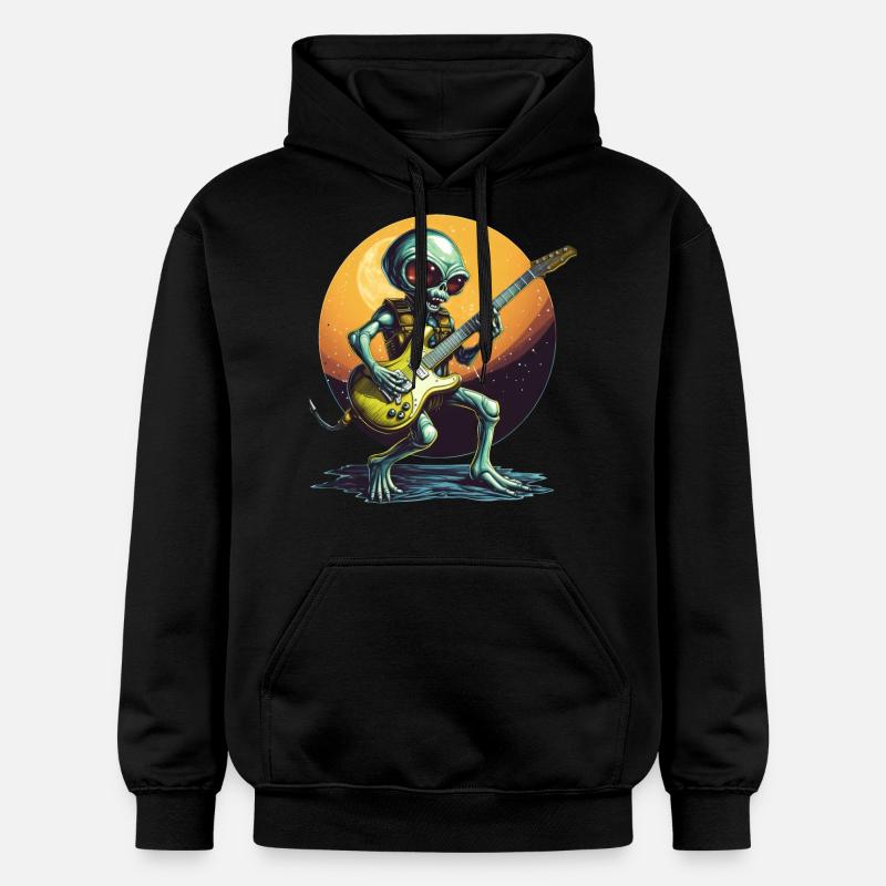Guitariste extraterrestre dans Sunset - Sweat à capuche Softstyle® Gildan Unisexe - noir