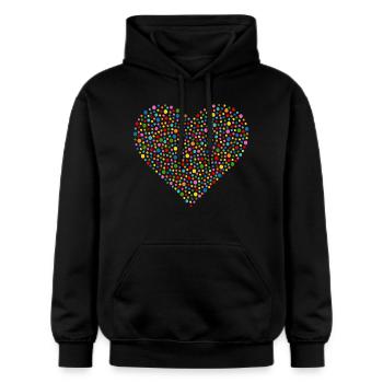 Konfetti Herz - Gildan Unisex Softstyle® Midweight Hoodie - Schwarz - Vorne - Marisol (170cm) & Nik (191cm)