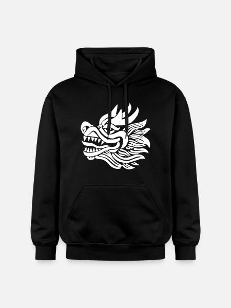 Chinese Dragon Head (White) - Gildan Unisex Softstyle® Midweight Hoodie - black