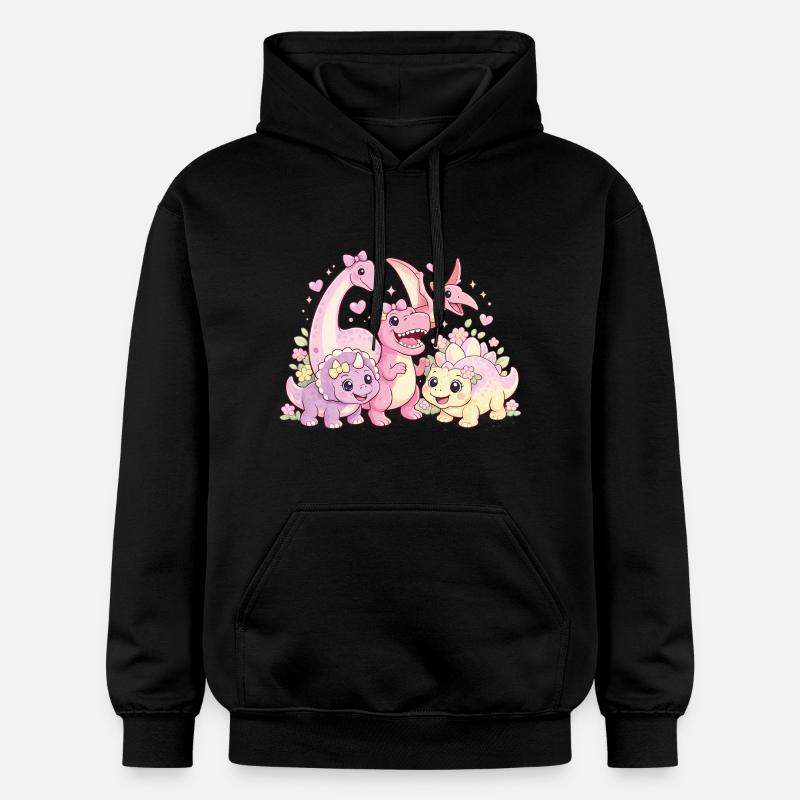 Meuble Troupe de Dinos Filles Mignonnes - Sweat à capuche Softstyle® Gildan Unisexe - noir