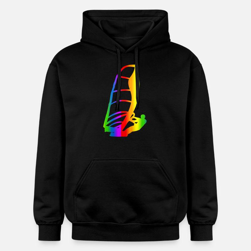 Bunter Windsurfen Regenbogen - Gildan Unisex Softstyle® Midweight Hoodie - Schwarz