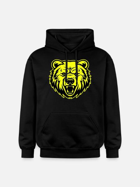 Bear Head Portrait Icon - Gildan Unisex Softstyle® Midweight Hoodie - black
