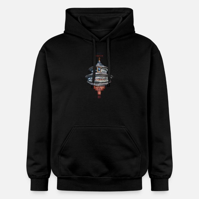 Chinesisch_Architektur dans le Himmelstempel_Qinian - Sweat à capuche Softstyle® Gildan Unisexe - noir