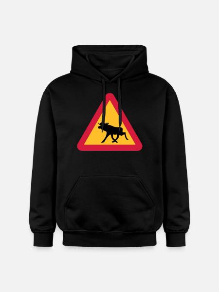 Caution Moose! - Gildan Unisex Softstyle® Midweight Hoodie - black