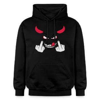 Devil satan demon horns hell show gloves stinkfing - Gildan Unisex Softstyle® Midweight Hoodie - black - Front - Marisol (170cm) & Nik (191cm)