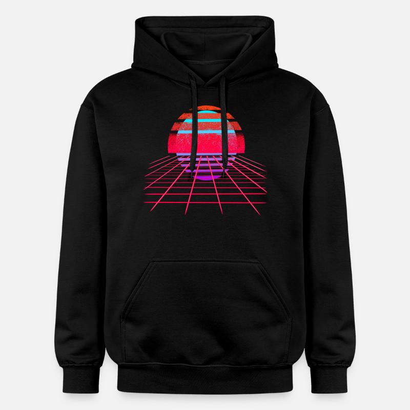 Rétro Wave Sunset Vaporwave - Sweat à capuche Softstyle® Gildan Unisexe - noir