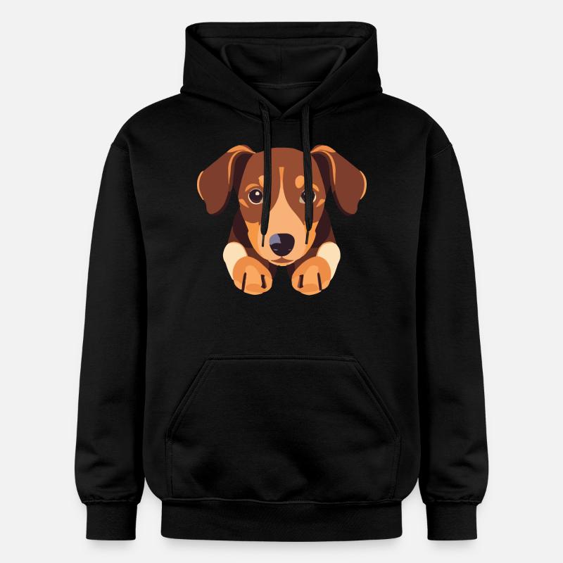 Chiot chien teckel mignon - Sweat à capuche Softstyle® Gildan Unisexe - noir