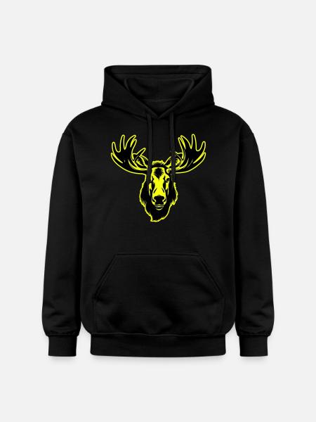 Moose Head Portrait Icon - Gildan Unisex Softstyle® Midweight Hoodie - black