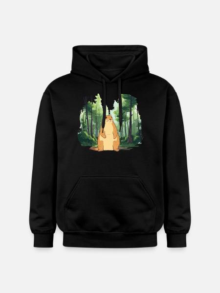 Strong groundhog nature landscape - Gildan Unisex Softstyle® Midweight Hoodie - black