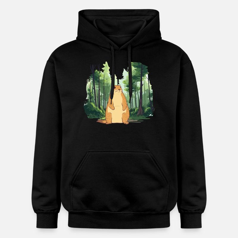 Strong groundhog nature landscape - Gildan Unisex Softstyle® Midweight Hoodie - black
