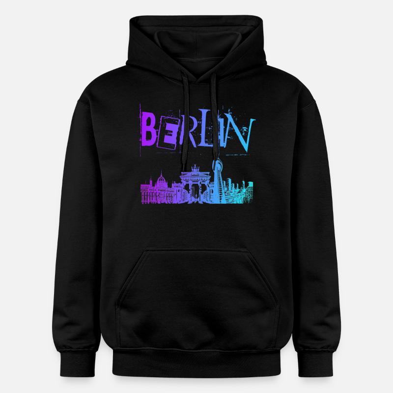 Berlin Skyline Panorama - Sweat à capuche Softstyle® Gildan Unisexe - noir