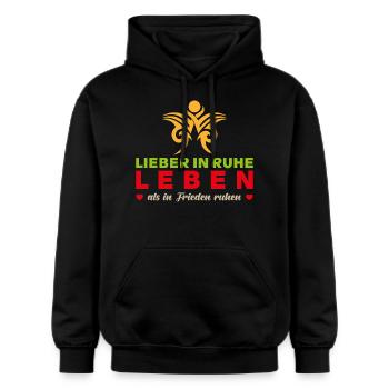 Liberté Paix Dicton - Mieux vaut vivre en paix - Sweat à capuche Softstyle® Gildan Unisexe - noir - Devant - Marisol (170cm) & Nik (191cm)